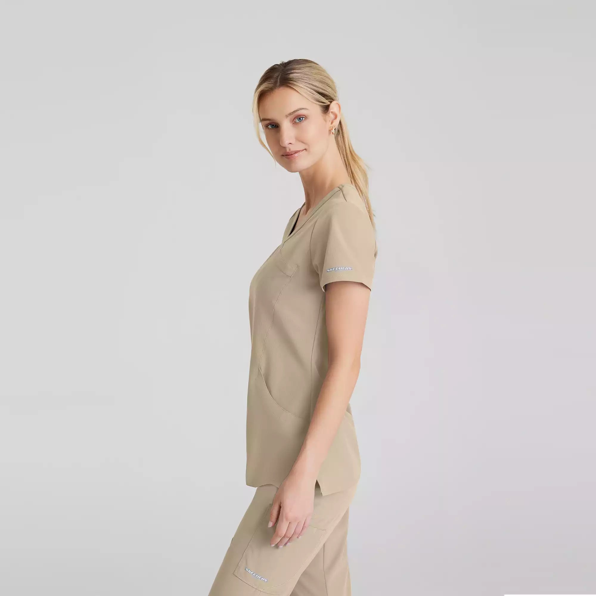 Women's Mock-Wrap V-Neck Scrub Top | SK102