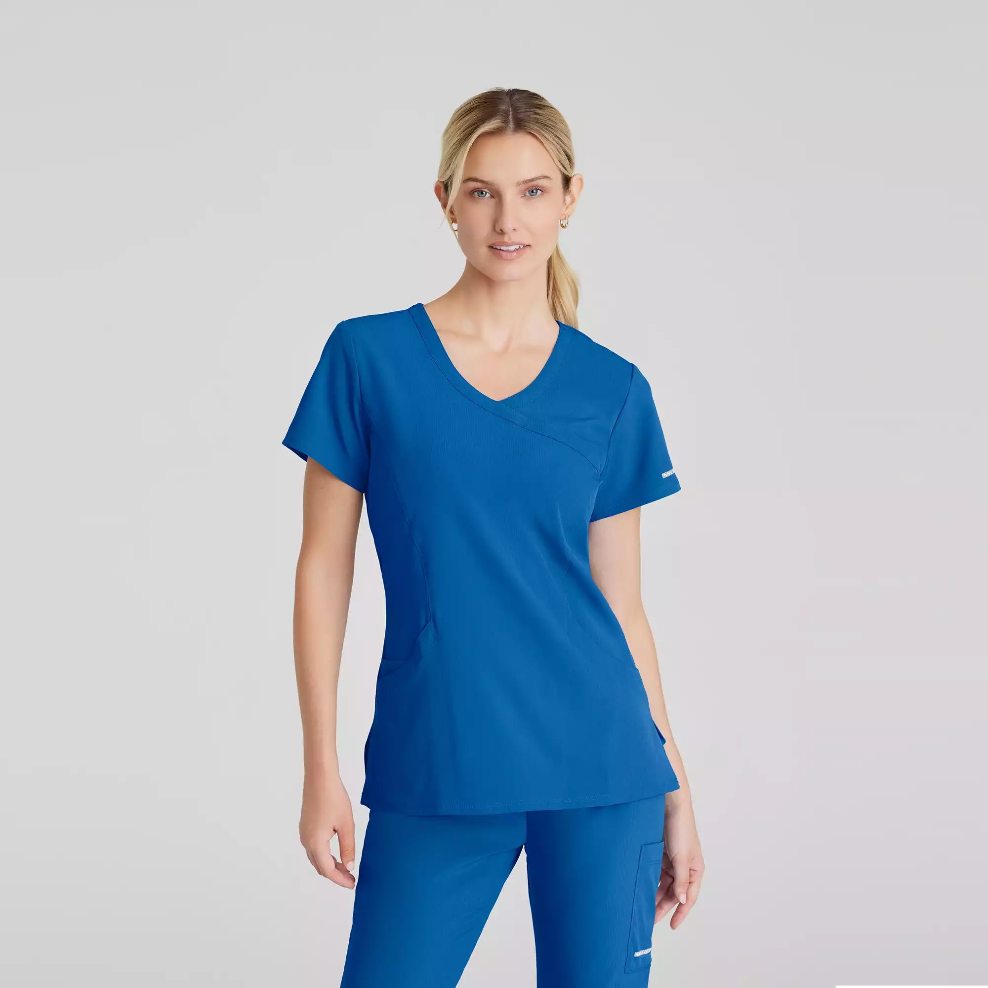Women's Mock-Wrap V-Neck Scrub Top | SK102