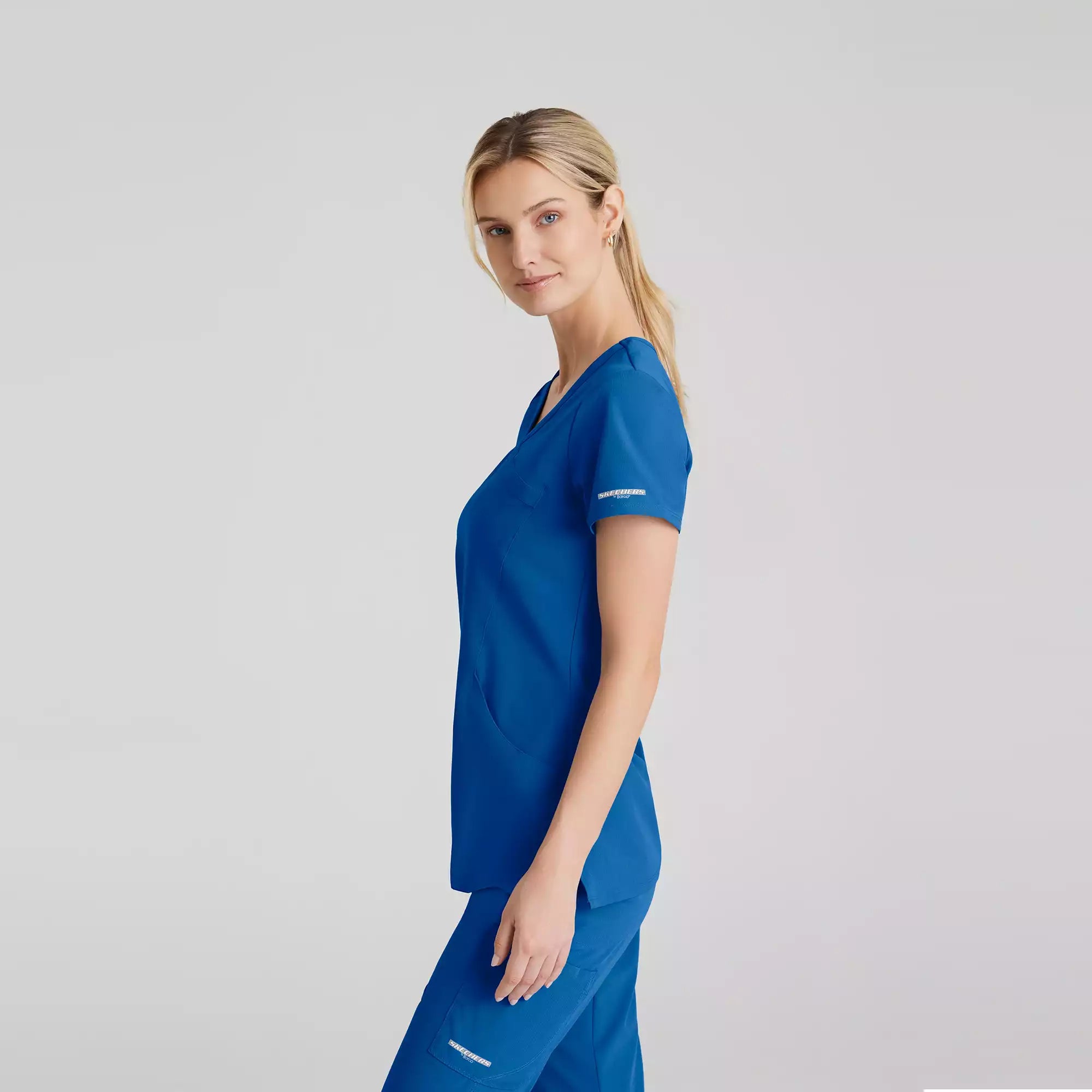 Women's Mock-Wrap V-Neck Scrub Top | SK102