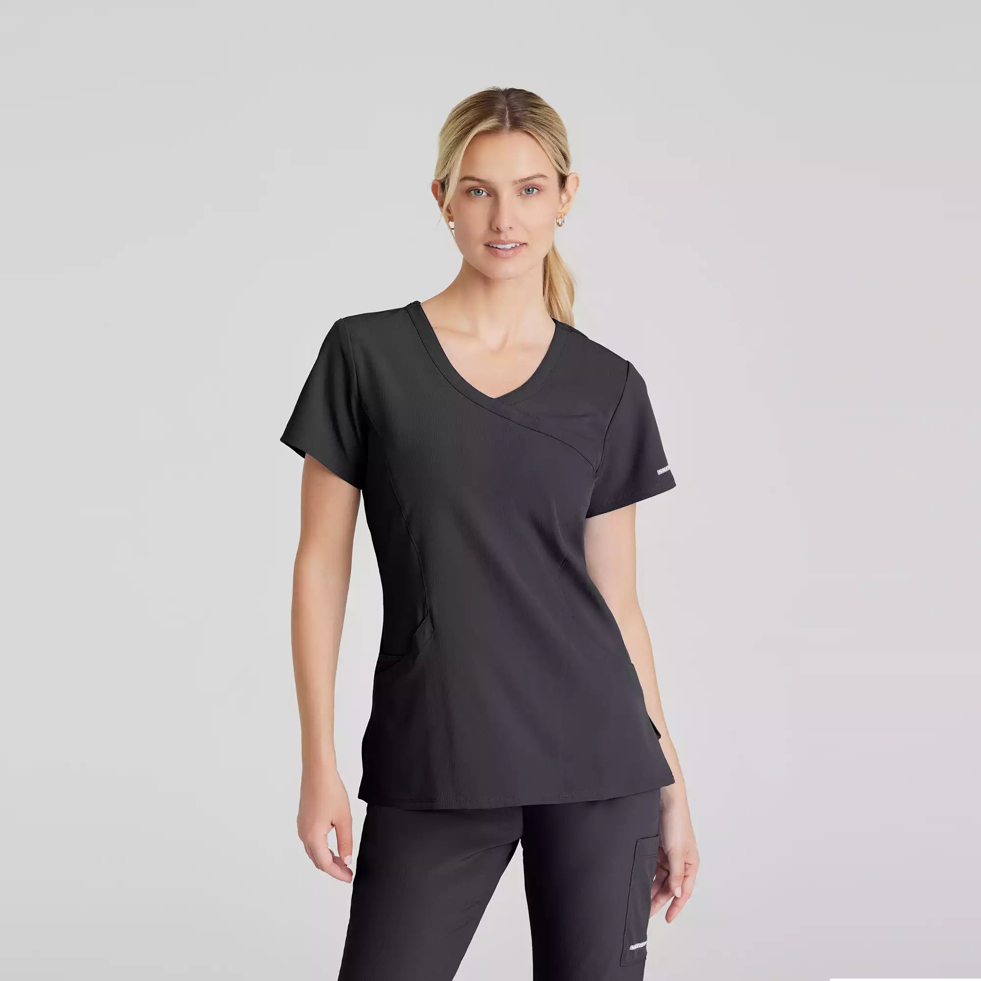 Women's Mock-Wrap V-Neck Scrub Top | SK102