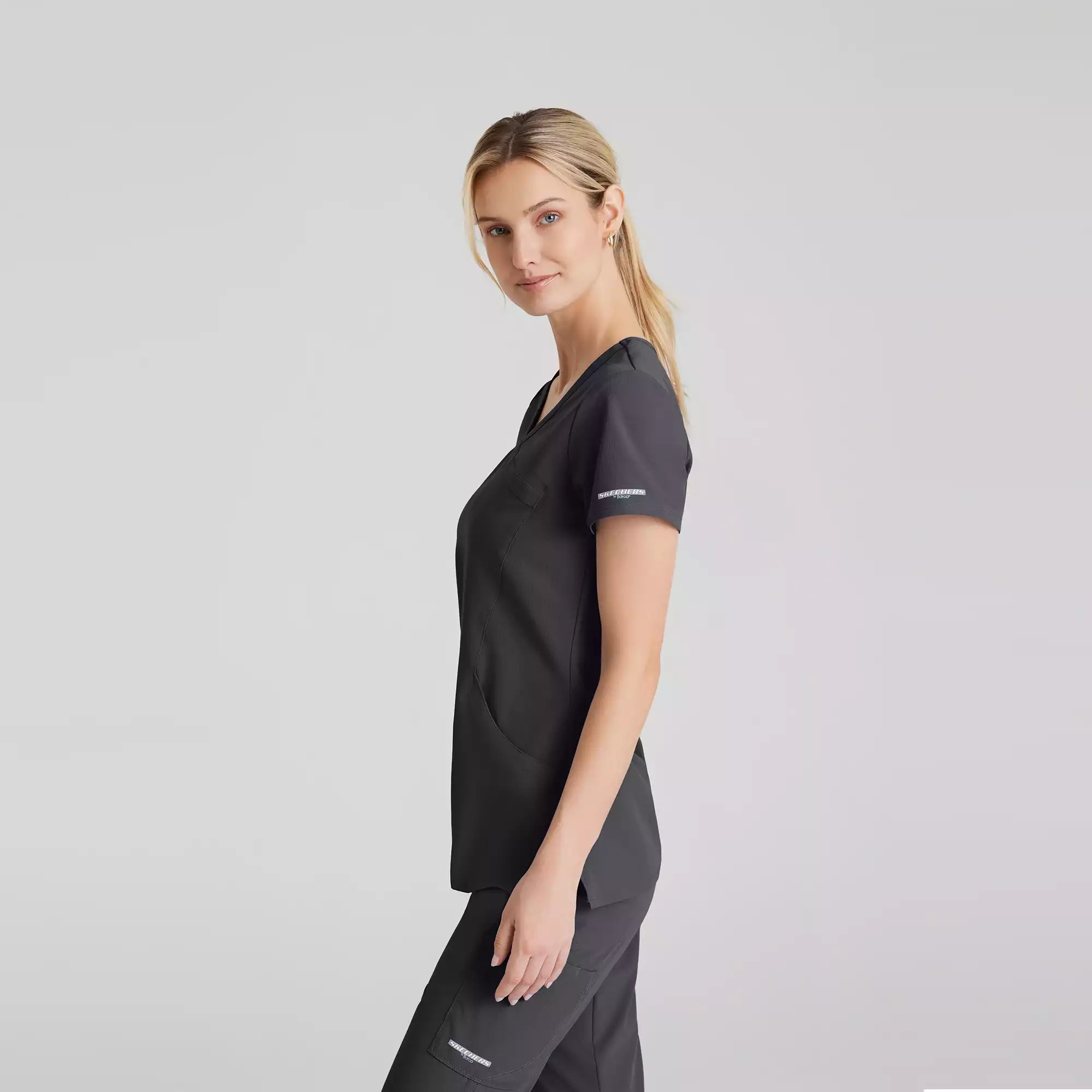 Women's Mock-Wrap V-Neck Scrub Top | SK102