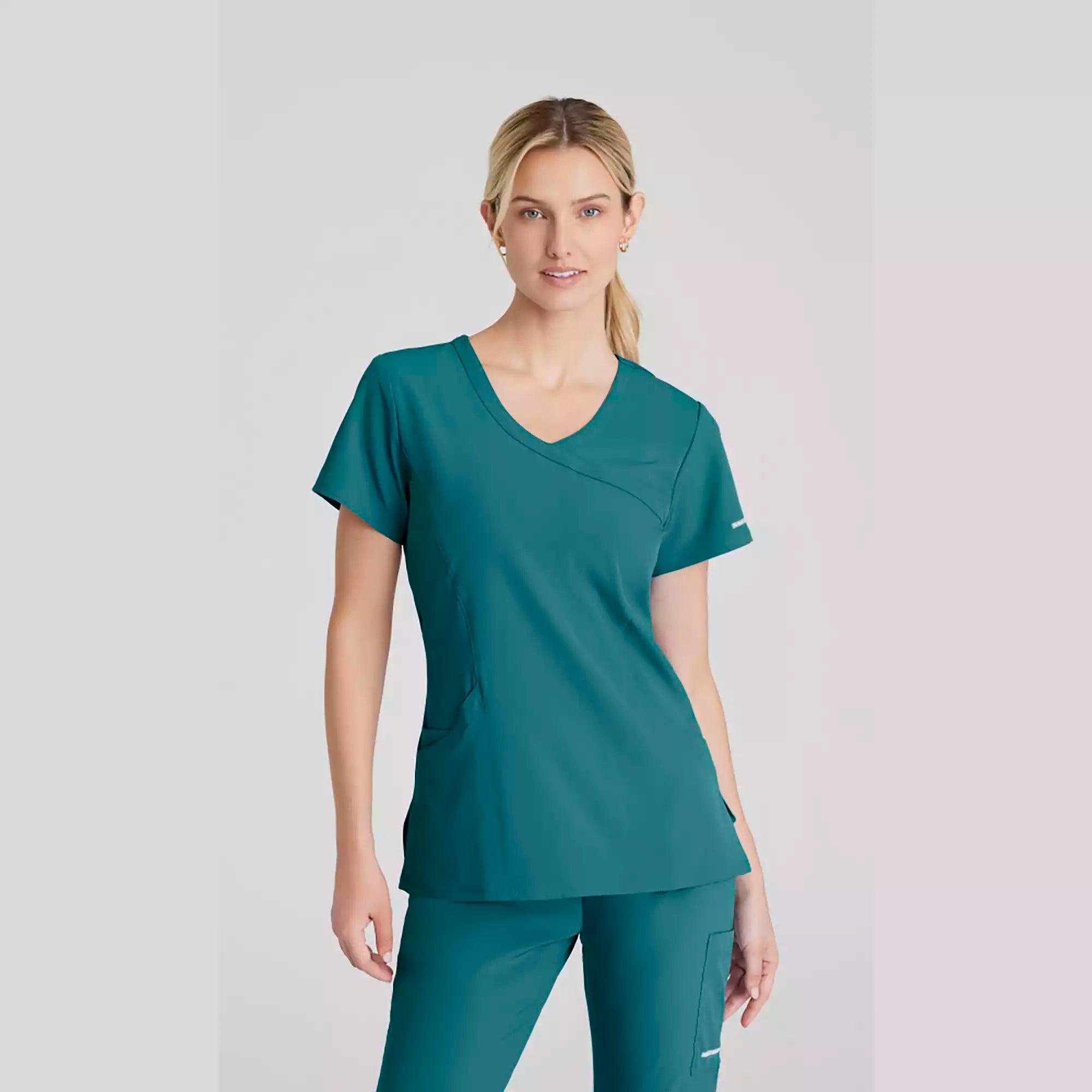 Women's Mock-Wrap V-Neck Scrub Top | SK102