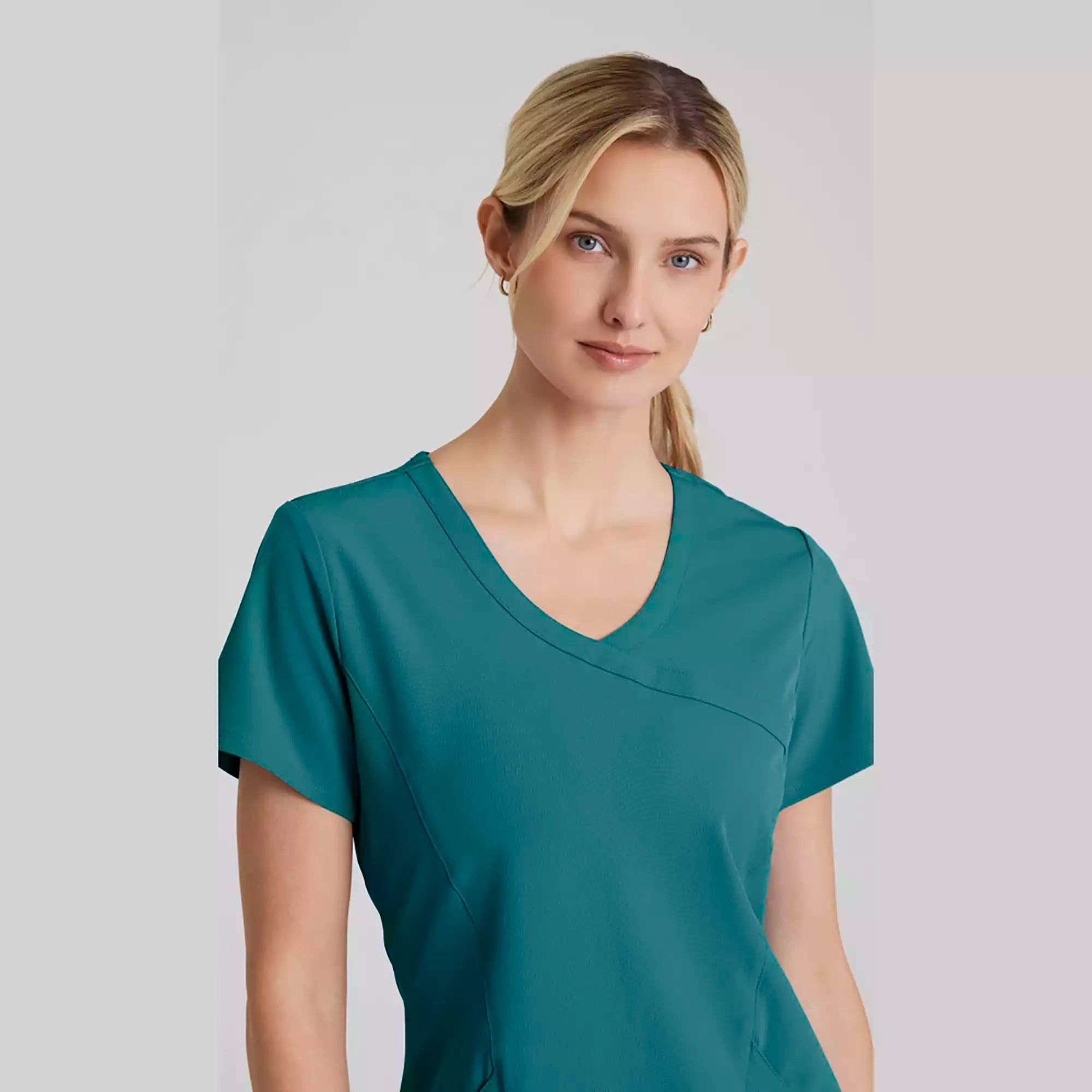 Women's Mock-Wrap V-Neck Scrub Top | SK102