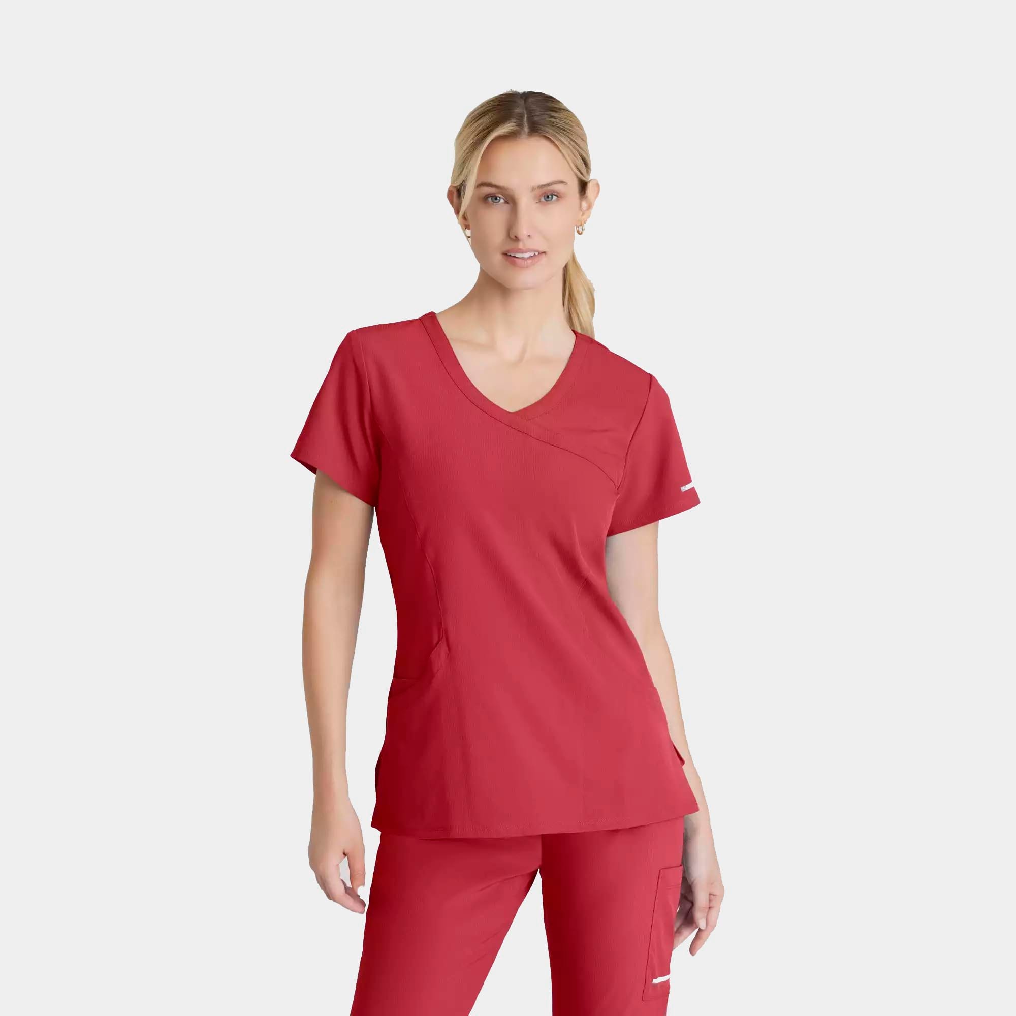 Women's Mock-Wrap V-Neck Scrub Top | SK102