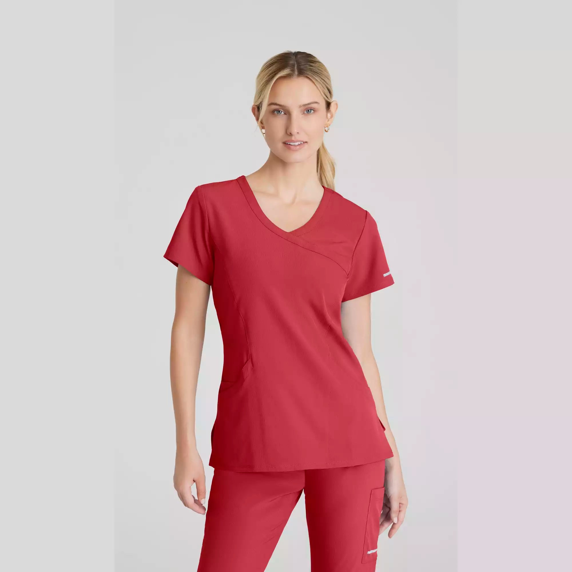 Women's Mock-Wrap V-Neck Scrub Top | SK102