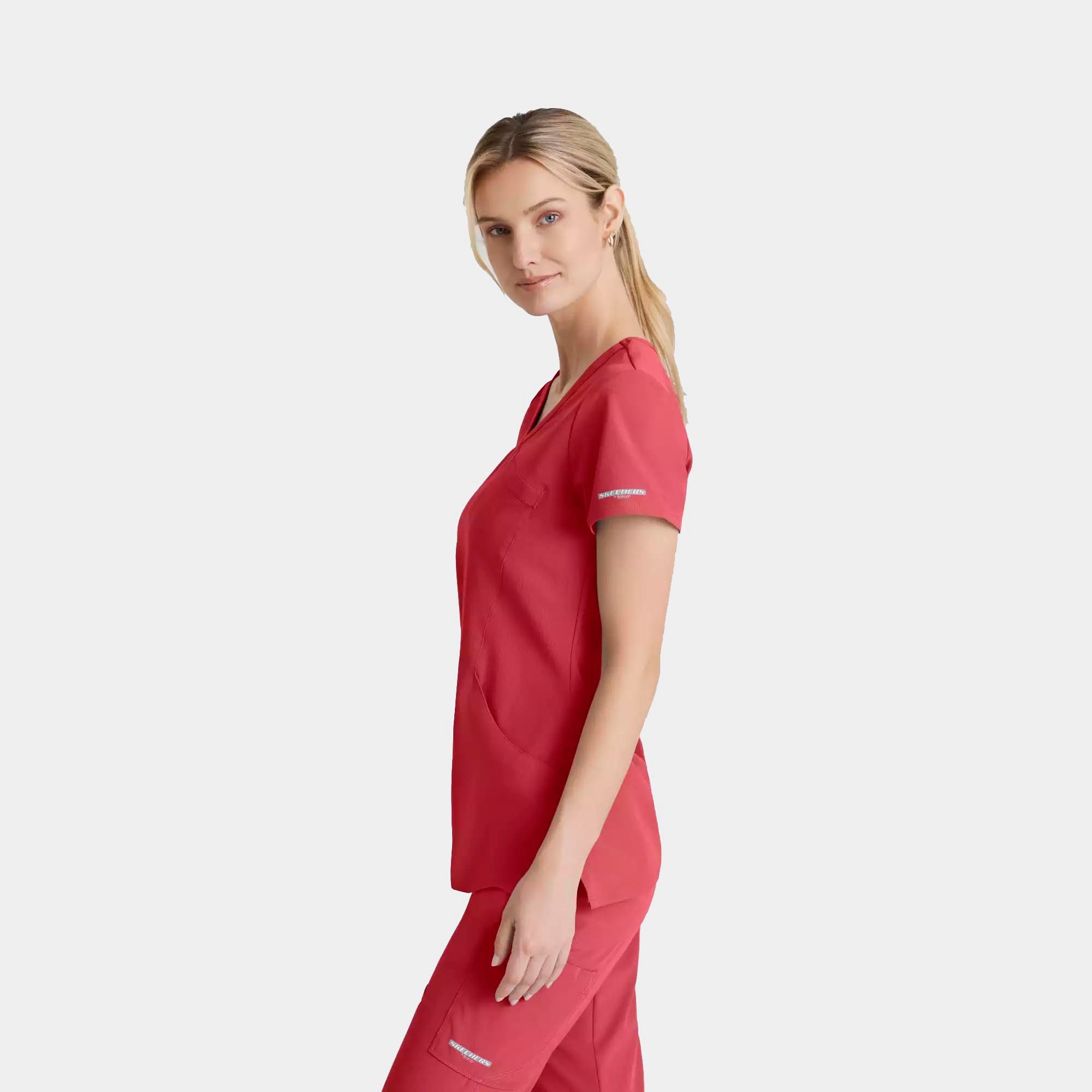 Women's Mock-Wrap V-Neck Scrub Top | SK102