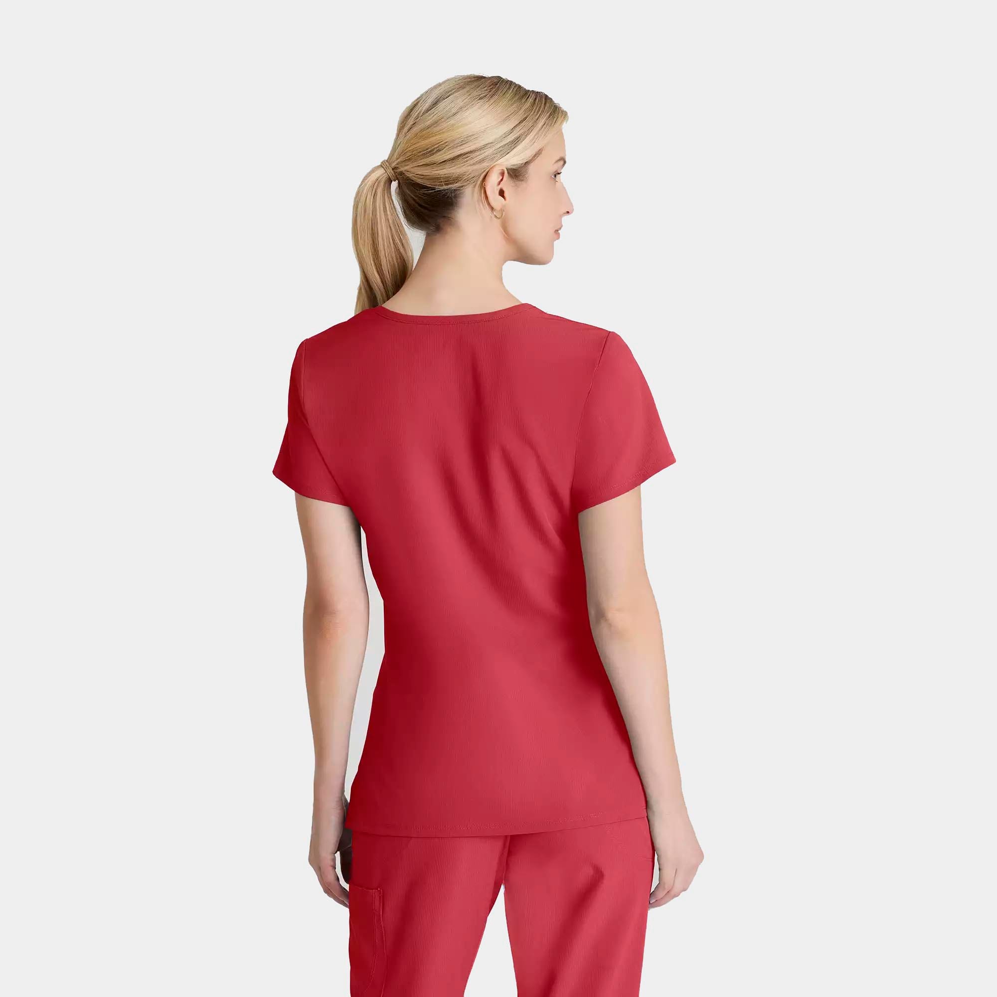 Women's Mock-Wrap V-Neck Scrub Top | SK102