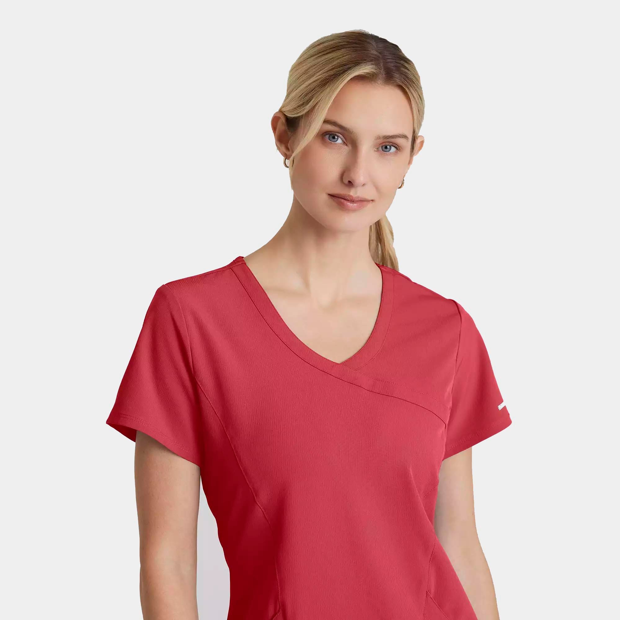 Women's Mock-Wrap V-Neck Scrub Top | SK102