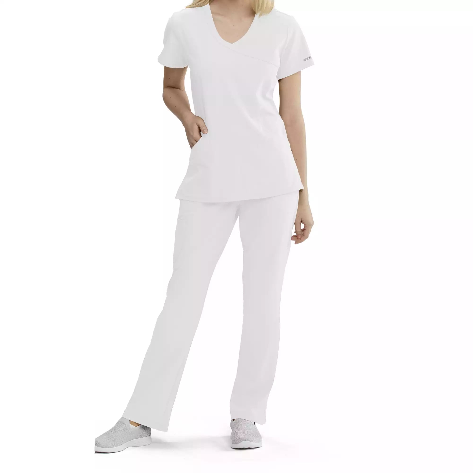 Women's Mock-Wrap V-Neck Scrub Top | SK102