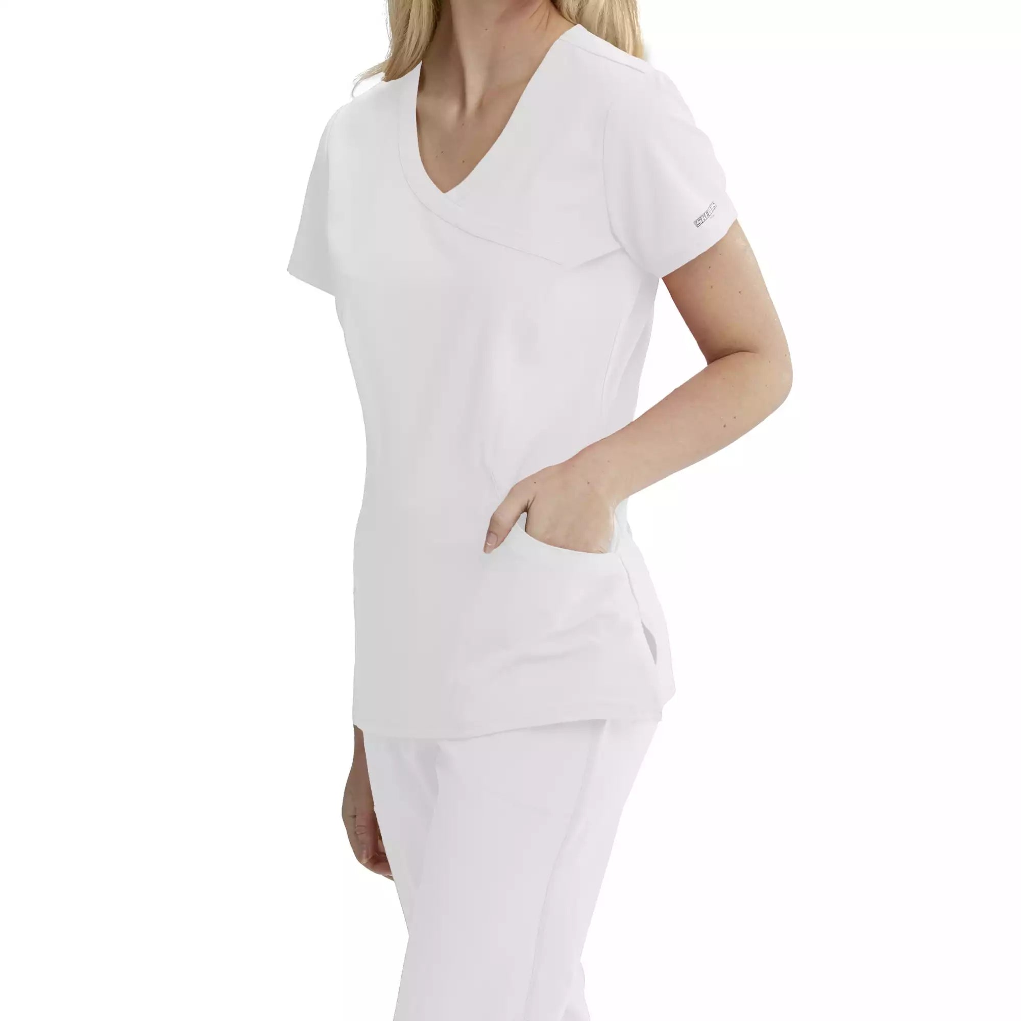 Women's Mock-Wrap V-Neck Scrub Top | SK102