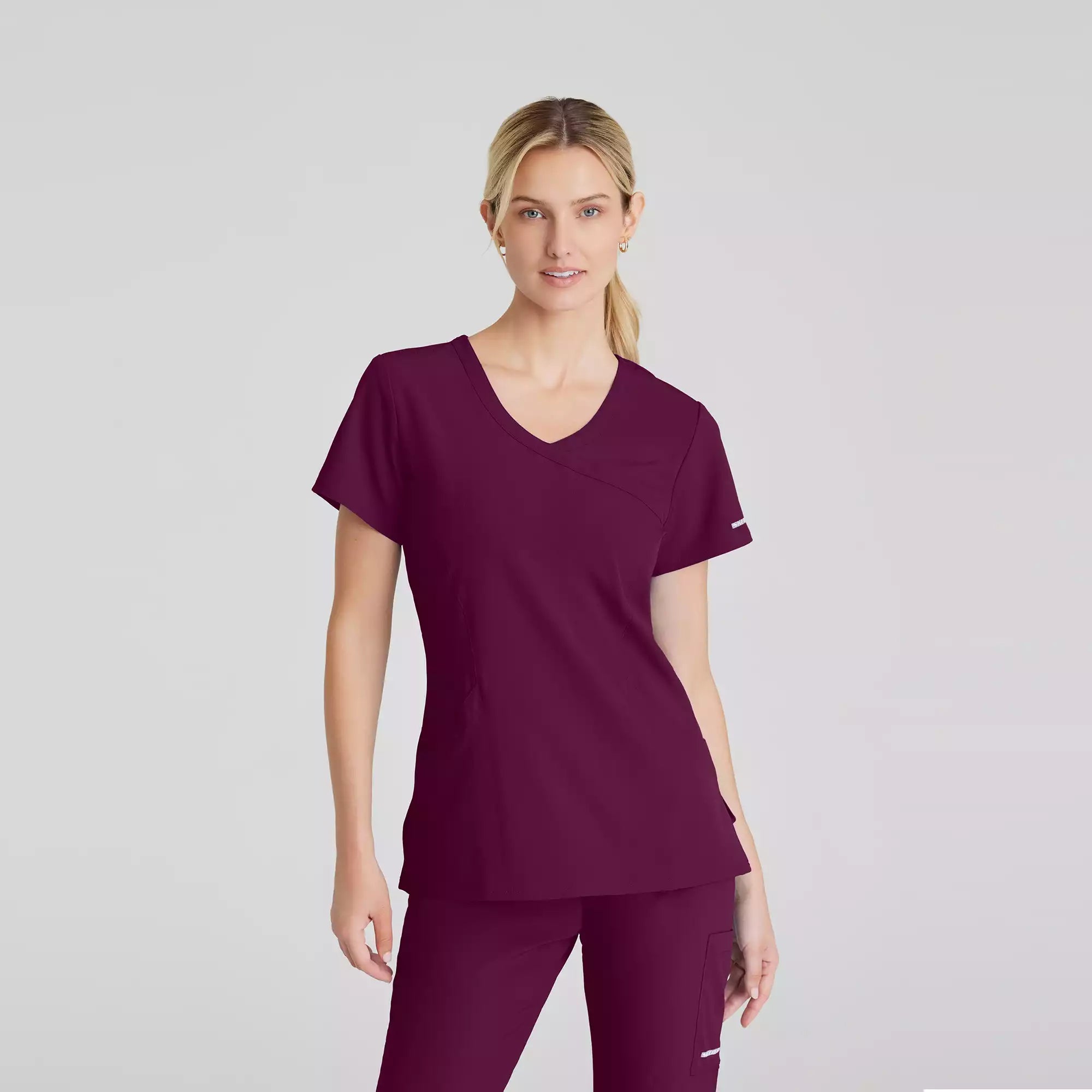 Women's Mock-Wrap V-Neck Scrub Top | SK102