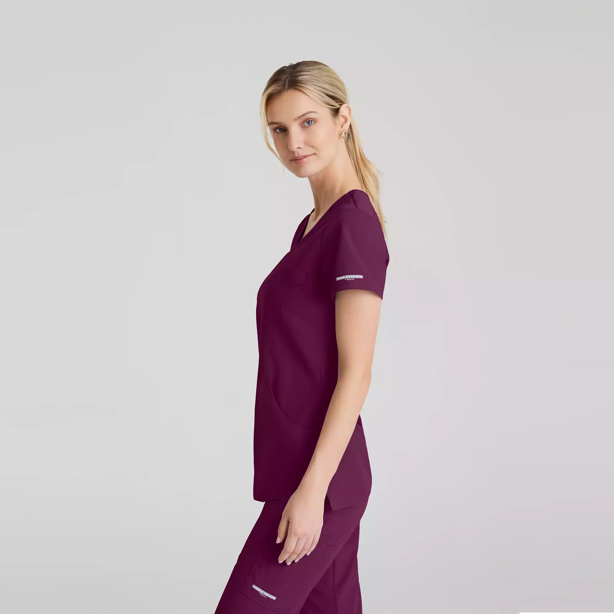 Women's Mock-Wrap V-Neck Scrub Top | SK102