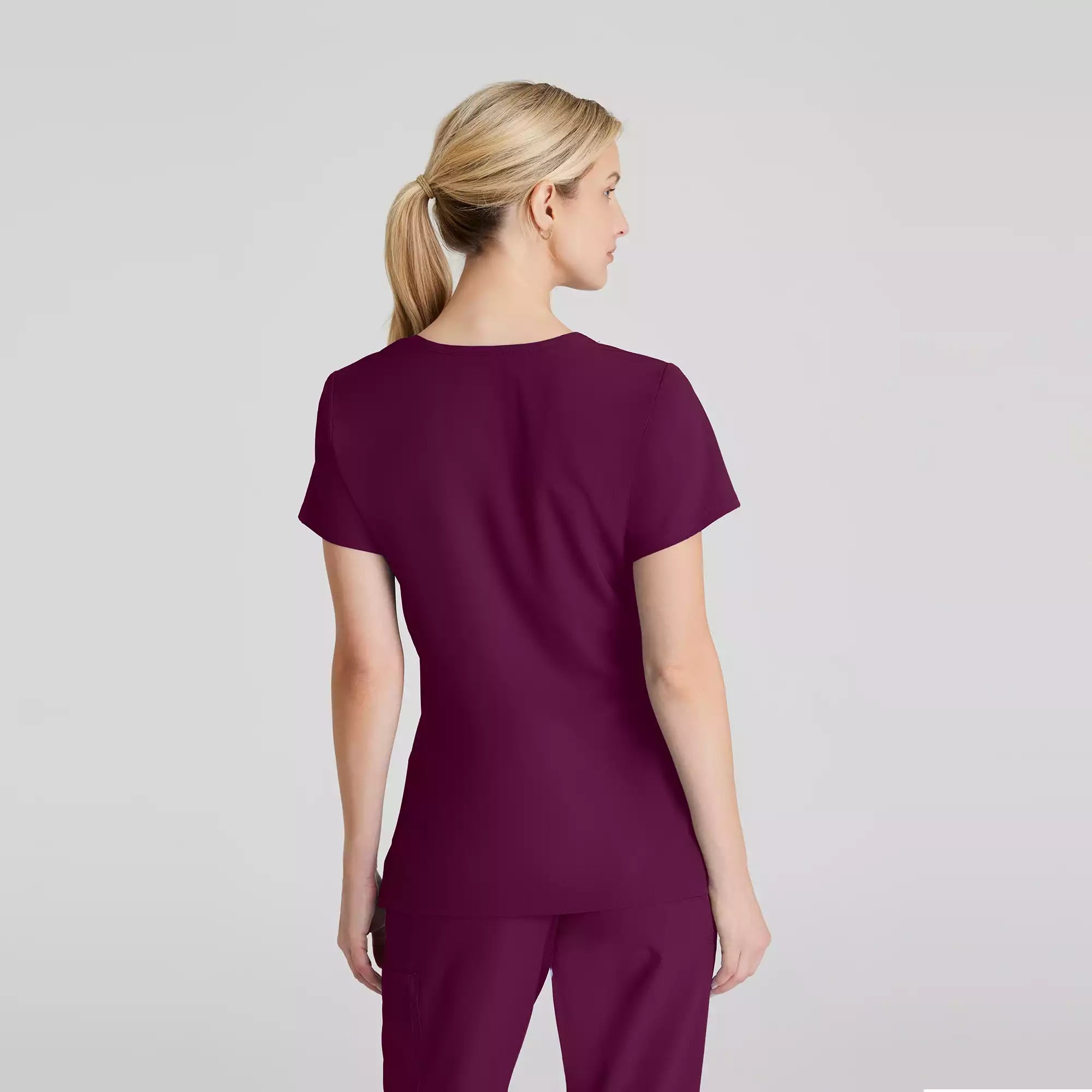Women's Mock-Wrap V-Neck Scrub Top | SK102