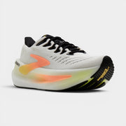 Read's Uniforms white and yellow Brooks Glycerin Max 2 women's running shoe with orange accents and black laces.