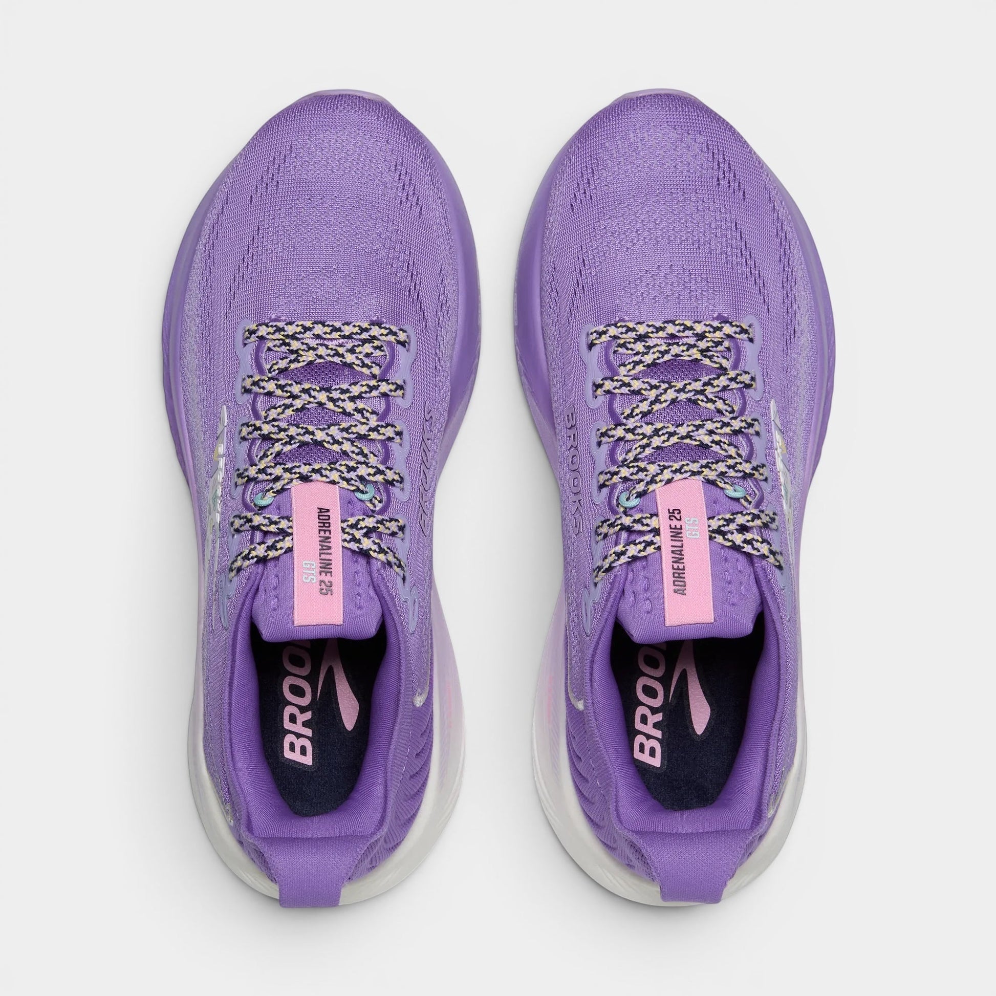Read's Uniforms women's purple Brooks Adrenaline GTS 25 running shoes with white and black laces and GuideRails support.