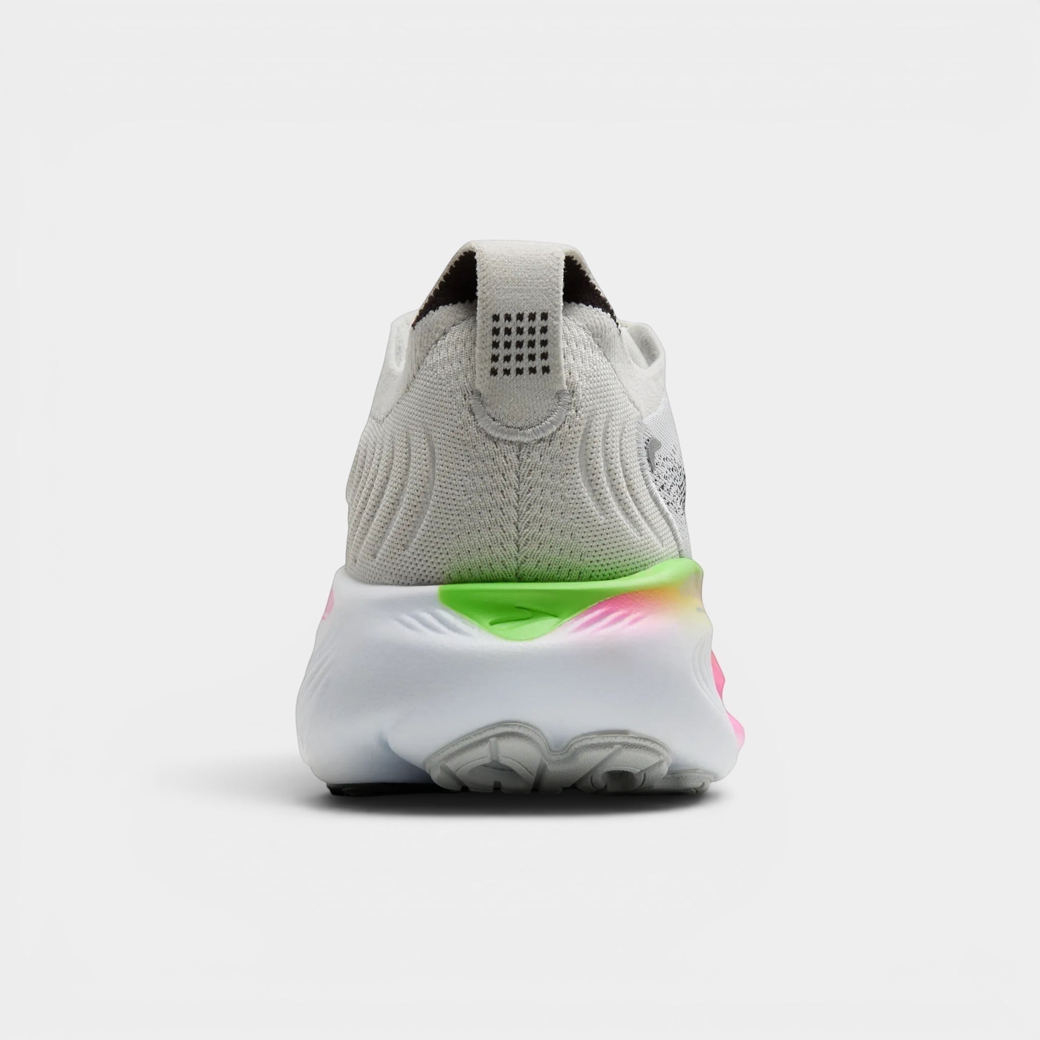 Read's Uniforms Adrenaline GTS 25 white mesh running shoe with gradient pink and green heel detail.