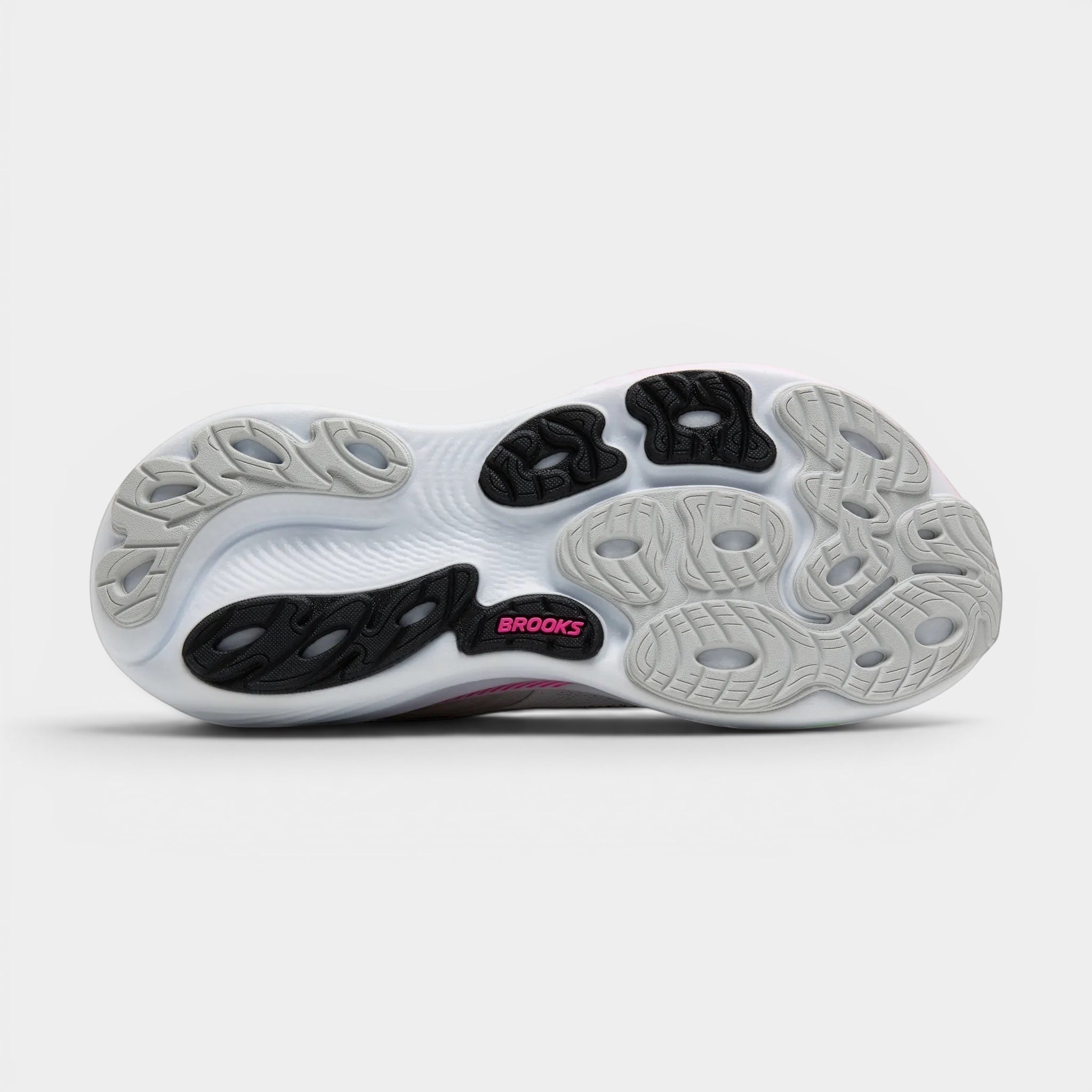 Read's Uniforms Adrenaline GTS 25 women's running shoe sole with white, grey, black, and pink accents.