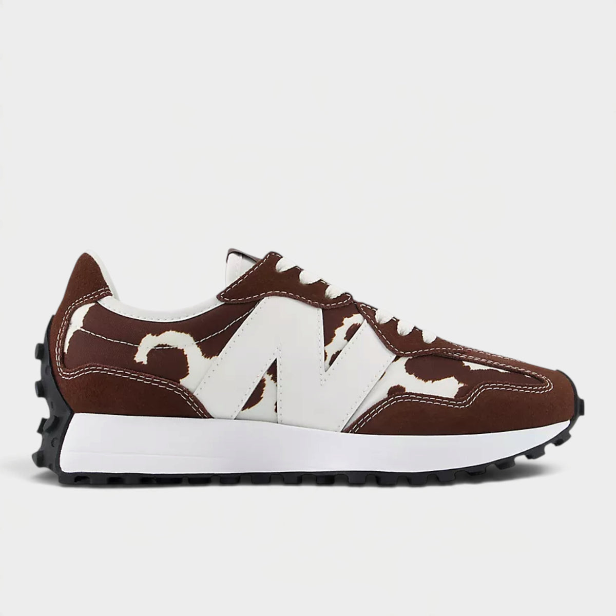 New Balance Women's 327 Brown Cow Print Sneakers - Pumpernickel Sea Salt W327APC