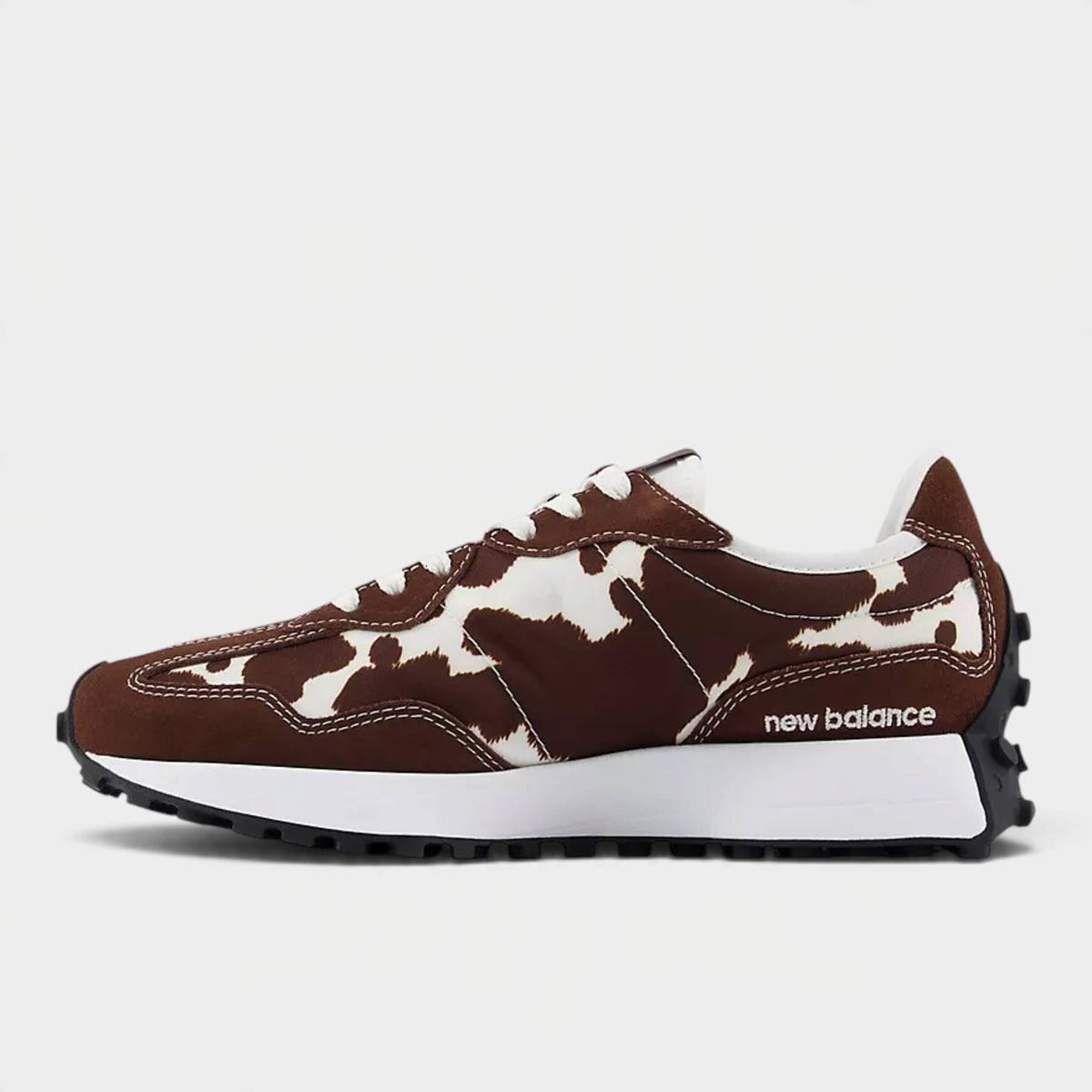 New Balance Women's 327 Brown Cow Print Sneakers - Pumpernickel Sea Salt W327APC