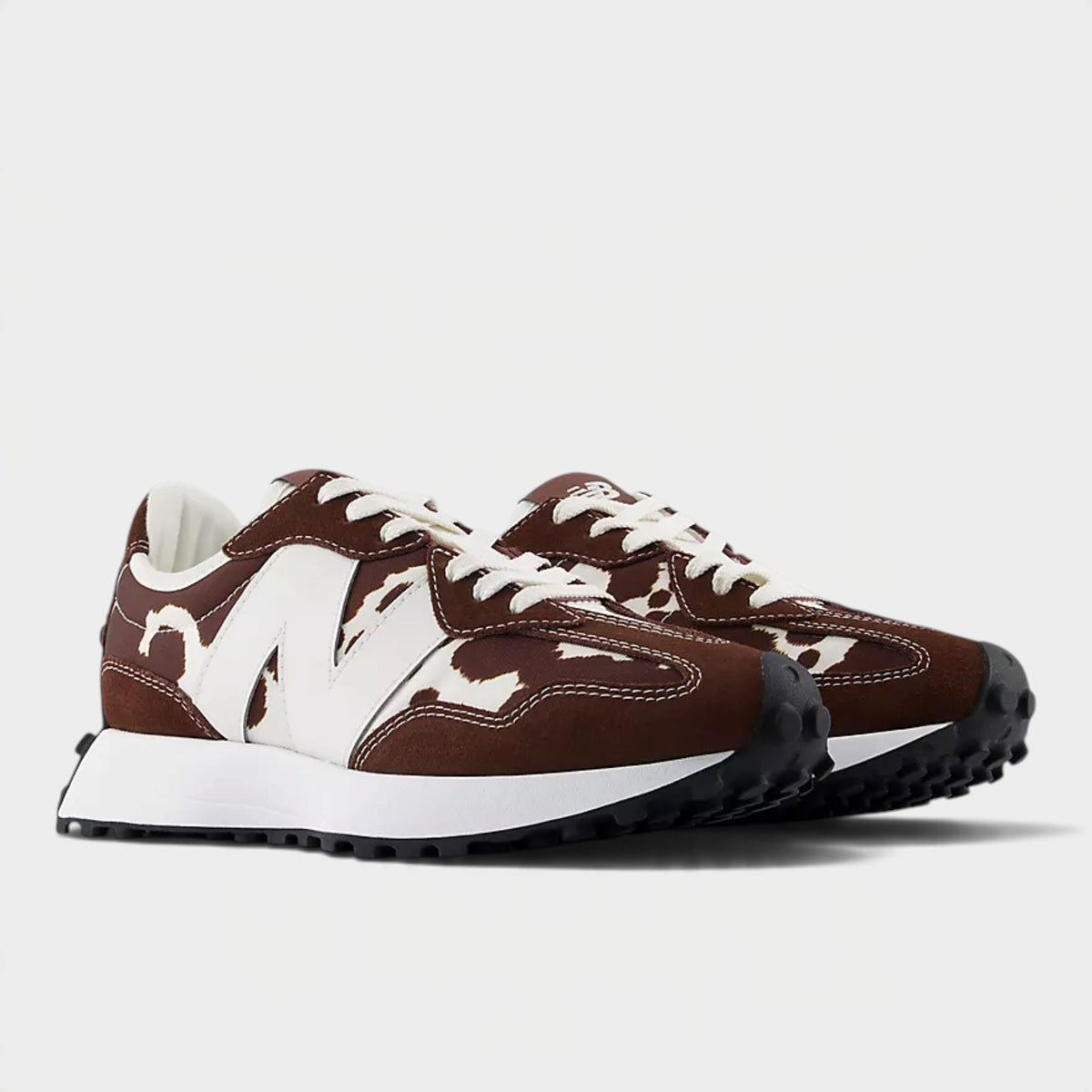 New Balance Women's 327 Brown Cow Print Sneakers - Pumpernickel Sea Salt W327APC