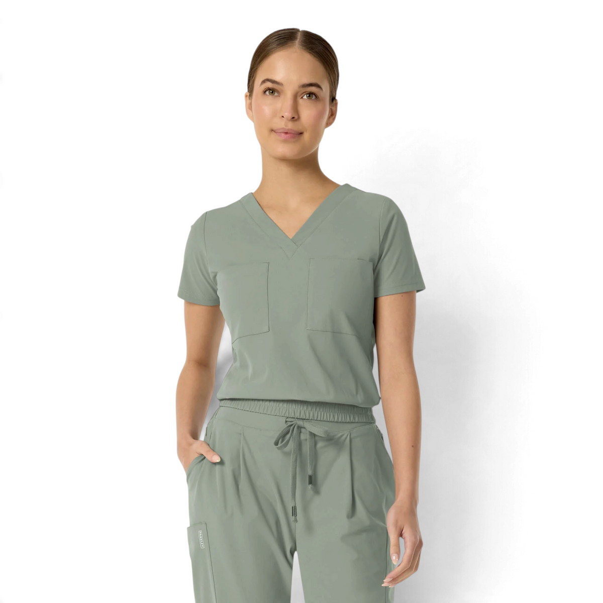 Celine Women's Tuck Band V-Neck Scrub Top | 1016