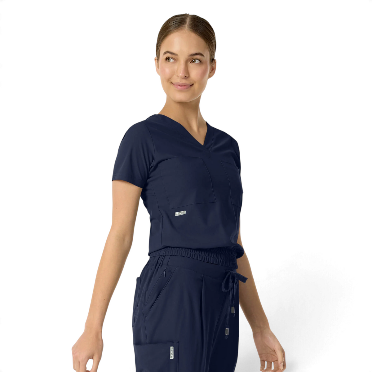 Celine Women's Tuck Band V-Neck Scrub Top | 1016